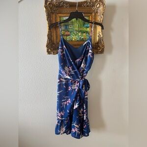 Peach Love Wrap Dress in Blue and Pink